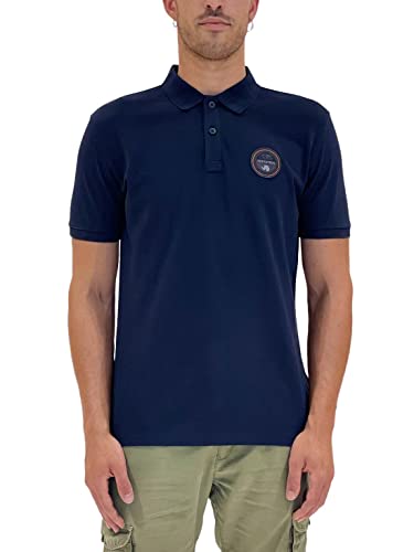 Polo homme taille S Napapijri marine pour un style chic en terrasse