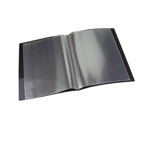 Image of Worldone A3 size (approx double of A4-photocopy paper) 1.2mm Virgin PP Portfolio Display Book -40 Fixed (non removable) Top Loading Photocopy safe Binder Sleeves, (44.5*32*2.5 cm), Black, Set of 1