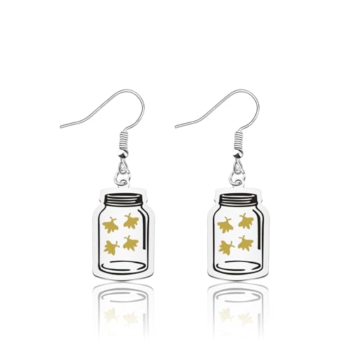 CENWA Firefly Earrings Summer Earrings Fireflies Jewelry Fireflies in a Jar Dangle Earrings - Main Image