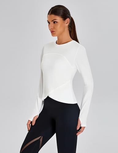 BMJL Womens Workout Tops Black Long Sleeve Shirts Fall Yoga Hiking Tshirts Cute Crop Tops Gym Thumb Hole