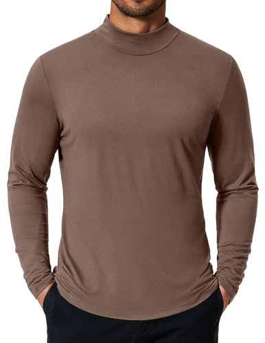 COOFANDY Mens Mock Turtleneck T-Shirts Long Sleeve Solid Color Tees Shirts Basic Casual Slim Fit Pullover T Shirts