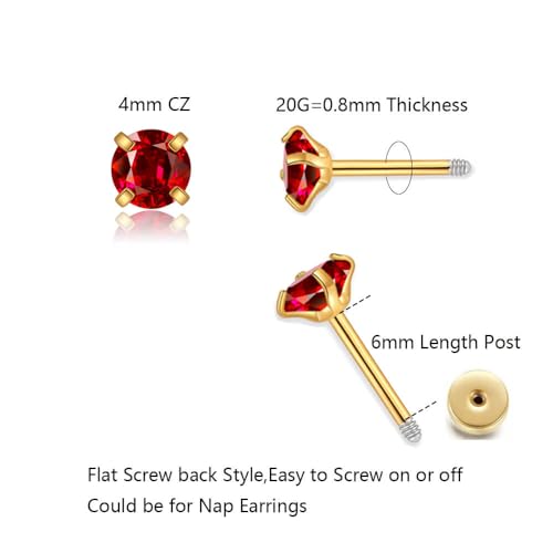 Small CZ Stud Flatback Earrings for Women,Dainty Flat Screw Back Cartilage Earring Stud,Helix Conch Tragus Piercing Jewelry,Tiny Cubic Zirconia Studs Hypoallergenic2