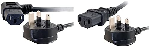 C2G C2G82034 0.5 Metre 18 AWG 90 degree power cable (IEC320C13R to BS1363) Right Angle Kettle lead, Black