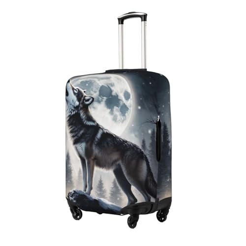 Wolf Moon Luggage Cover Elastic Washable Protector Anti-Scratch Travel Suitcase Covers With Concealed Zipper For 18-32 Inch Luggage Large2