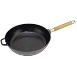 [page_title]-4BIG.fun Bratpfanne aus Gusseisen GESCHLIFFEN & EINGEBRANNT Griff abnehmbar tief Induktionsfähig geeignet zum Grillen (28 cm)