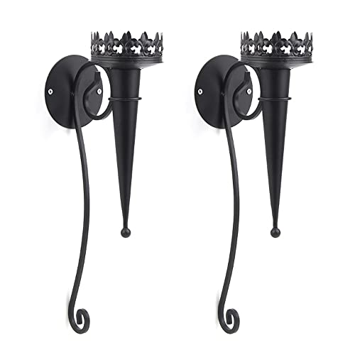 Iron Art Wall Hanging Candle Holder Gothic Torch Pillar Tealight Candlestick #TOP16