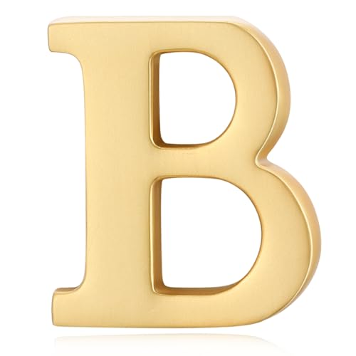 Image of HONEY BEAR Mens Womens Initial Alphabet Letter Lapel Pins Collar Badge Brooches for Business Wedding Graduation Gift Matte Gold 0.59 inches