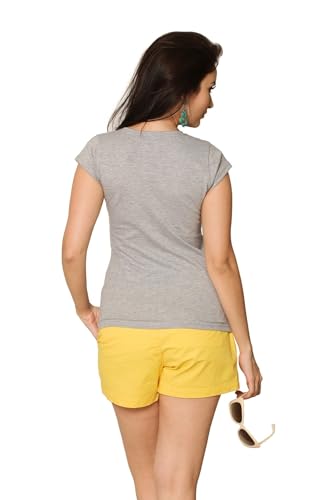 Image of Miss Chase Women's Maroon Super Soft V-Neck Short Sleeves Cotton Solid Regular Fit T-Shirt