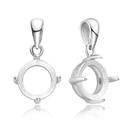 2pcs Adabele Real 925 Sterling Silver Open Back Bezel Blank Tray Setting for 6mm Round Cabochon Pendant