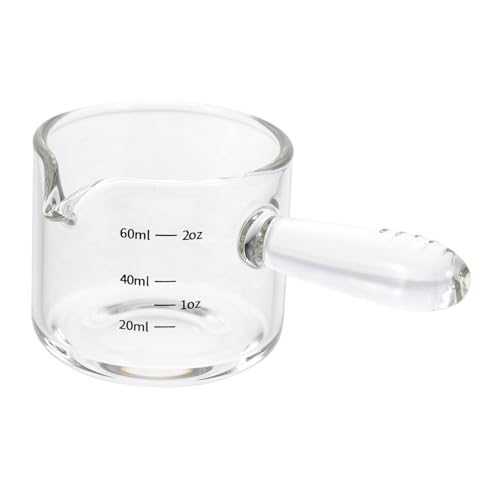 Warmhm Bicchiere Espresso in Vetro Trasparente con Manico in Antiscottatura Misurino Latte Puntato e Facile da per Caffè e Cucina