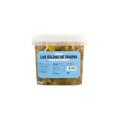Zubelzu Gildas con Boquerón, Aperitivo Vasco en Vinagre, Cubo 788 g Escurrido (2036 g), Guindilla, Aceituna, Pepinillo y Boquerón – Formato Hostelería