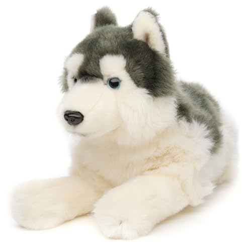 Uni-Toys - Husky grau, liegend - 38 cm (Länge) - Plüsch-Hund - Plüschtier, Kuscheltier