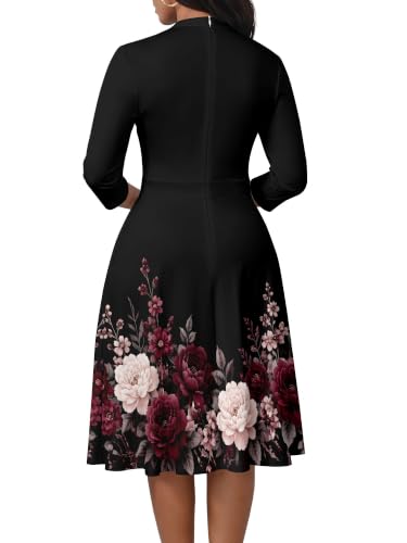 Image of PinkPatty Women's Casual A-line Midi Dresses 3 /4 Sleeve V Neck Fit and Flare Dress with Pockets