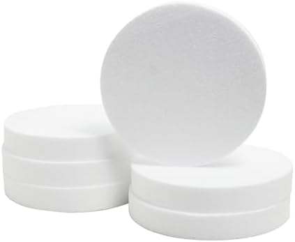 4 Inch 6 Pack Foam Circles for Crafts, Polystyrene Foam Discs for DIY Projects (4×4×1in), Modeling, Christmas Decoration