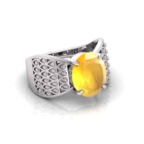 Bague saphir jaune naturel A+ 10 carats en argent élégante pour homme et femme
