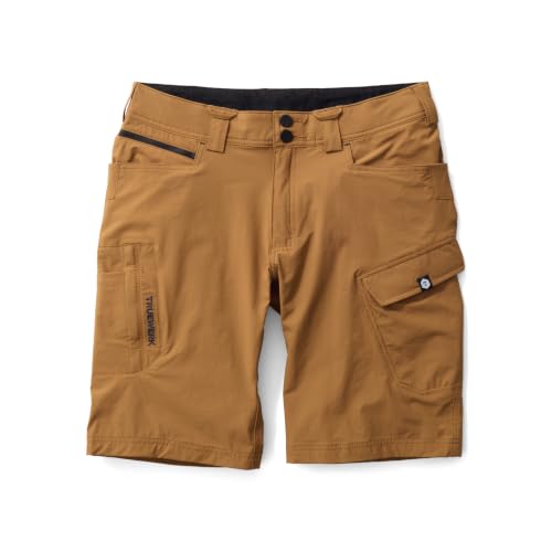 TRUEWERK Mens T1 WerkShorts - Hot-Weather Work Shorts Quick-Dry in 8 Minutes 4-Way Stretch Gusseted Crotch 7 Pockets with Zippered Phone Pocket Sand 38W x 11L
