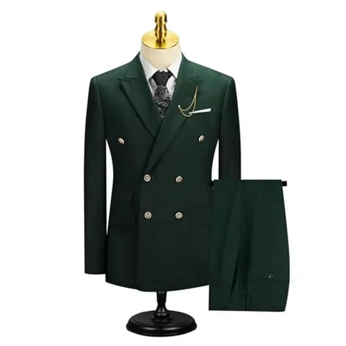 Men's Double Breasted Suit Blazer & Pants Set, Formal Wedding Party Business Outfit, Slim Fit Tuxedo2