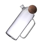 Hohopeti Jarra de Vidrio Resistente al Calor Tapón de Corcho, Tetera de Cristal 1200Ml para Infusiones y Jugos, Cocina Hogar