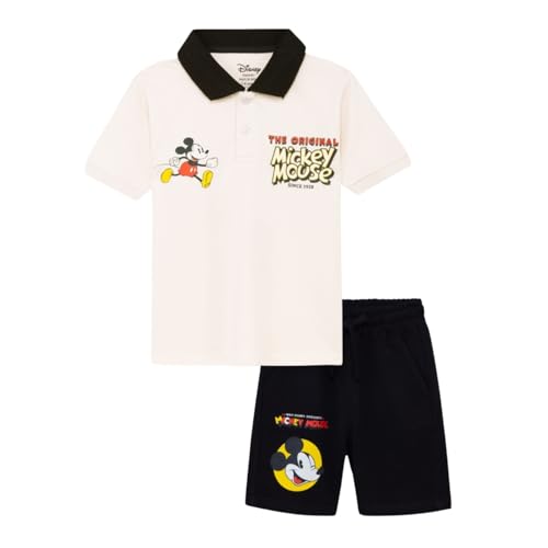 Image of Nap Chief Kids Mickey Mouse Printed Cotton Co-ord Set | Printed T-Shirt & Shorts for Boys & Girls