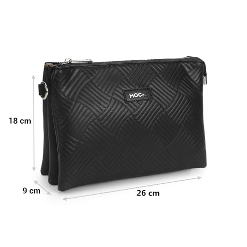 Image of Mochi Women Casual Pu Soft Body Zipper Closure Solid Sling Bag With 2 Pocket And 1 Compartments