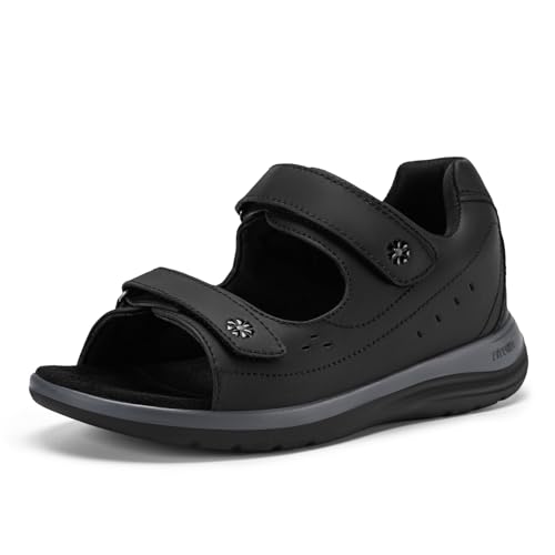 Image of FitVille Diabetic Sandals for Women Wide Width, Open Toe Orthopedic Wide Sandals for Women with Adjustable Straps and Arch Support for Bunions, Plantar Fasciitis, Swollen Feet
