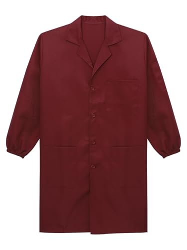 Image of Mens Lab Coats Unisex Workwear Uniform Work Resistant V Neck Long Sleeve Science Lab Coat Jacket