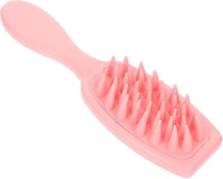 فرشاة شامبو من السيليكون لتدليك وتنظيف فروة الرأس - مقبض طويل، فرشاة شعر وأسنان عريضة بشعيرات سيليكون ناعمة ضد القشرة ينظف فروة الرأس والزيو، لجميع أنواع الشعر (متعددة الألوان، قطعة واحدة)