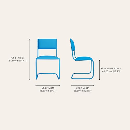 Image of Interio by Godrej Vivid Ergonomic Leatherette Cantilever Chair for Work from Home /Multipurpose /Study, 1 Year Warranty, Heavy Duty Steel Frame, Pre-Assembled Chair (Blue)