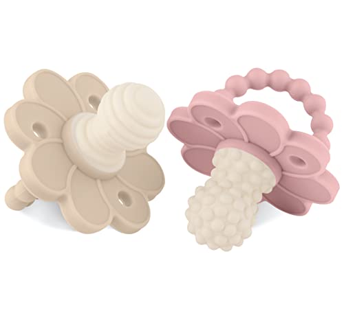 Image of Soothipop Silicone Pacifier Teething Toys for Babies 0-6 Months 12, 18 Months - Pacifier Shaped Baby Teether, Soft Teething Pacifiers for Babies Baby Teething Relief Flower