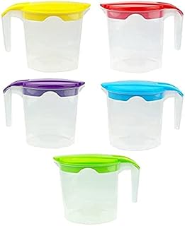 3 x Plastic 1 litre Jugs with Coloured Lid - Squash Water Fruit Juice
