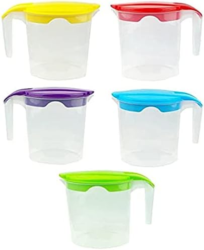 3 x Plastic 1 litre Jugs with Coloured Lid - Squash Water Fruit Juice