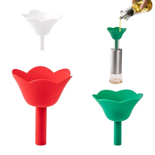 Juego de embudos de silicona de 3 piezas, embudos de cocina de silicona de grado alimenticio para llenar botellas pequeñas, aceite, líquido (A)