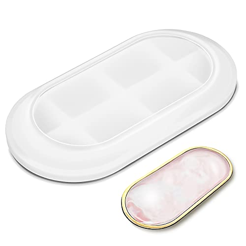 HANGOU Cendrier en Silicone Moule, Plaque Ovale époxy Bricolage Cendrier Résine Moule Réutilisable Plaque de Bijoux Plat Moulage Moule pour Bricolage Résine Plateau de Stockage Conteneur Cover