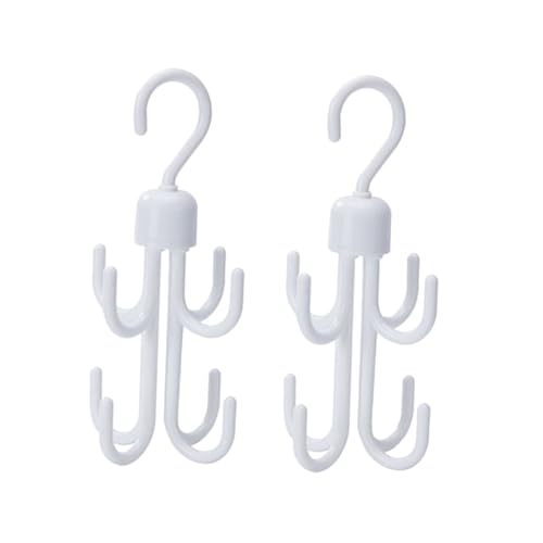Mipcase 2 pièces Crochets à Huit Griffes Rotatifs Polystyrène Blanc Organiseur Multifonction pour Placard pour Cravates Foulards Ceintures et Chaussures Gain de Place Pratique