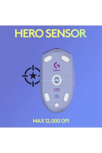 305 LIGHTSPEED Mouse Gaming Wireless, Sensore 12K HERO, 12.000 DPI, Design Leggero, 6 Pulsanti Programmabili, Batteria 250 Ore, Memoria Integrata, PC/Laptop - Lilla - Mouse gaming - Immagine 1