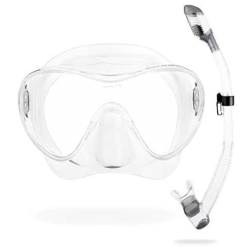 Cressi F1 Combo Clear - Máscara Monocristal Tecnologia Frameless + Tubo respirador Dry para Buceo y Snorkel, Transparente, Talla Única, Unisex
