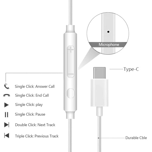 2 Pack USB C Headphones for iPhone 17/16/15 Pro Max, Wired Headphones USB C Earphones Wired Type C Earphones with Mic & Volume Control, In Ear USB C Earbuds for iPad Pro, Samsung Galaxy, Google Pixel - Image 3
