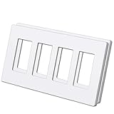 [2 Pack] BESTTEN USWP6 Matte Snow White Series 4-Gang Screwless Wall Plate, Decorator Outlet Cover, for Light Switch, Dimmer, USB, GFCI, Receptacle, 11.91cm x 21.21cm