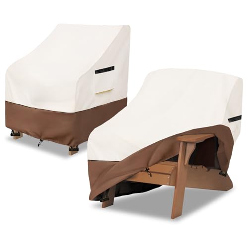Osileyo Adirondack Chair Cover 2 Pack Waterproof Heavy Duty Patio Furniture Covers Patio Adirondack Chair Covers for Outdoor Chairs(30 W x 34 D x 36 H inches) Beige & Brown
