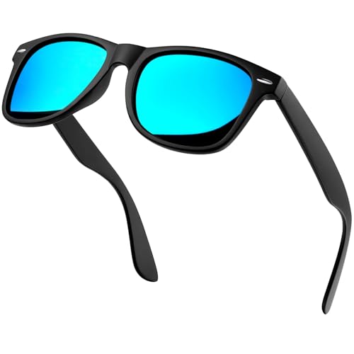KANASTAL Gafas de Sol Azul Espejo Hombre y Mujer Polarizadas Cuadradas Clásicas Retro con Protección
