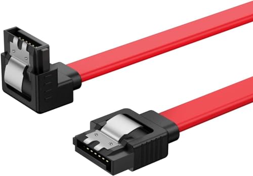 Image of Tobo SATA III Cable • 8-Inch /0.6FT • SATA III 6.0 Gbps • 7pin Female to Downward Right Angle Female Data Cable • with Locking Latch • Support for 2.5'' SSD,3.5''HDD Drive • Red