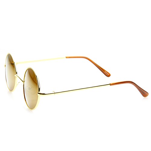 zeroUV Lennon Style Round Circle Metal Sunglasses with Color Mirror Lens3