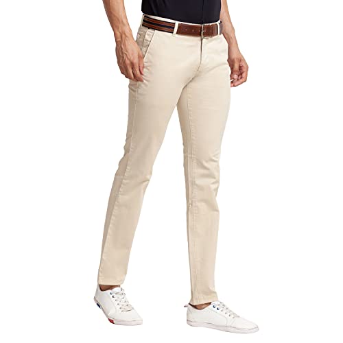 Image of Parx Men's Cotton Blend Solid Pattern Low Rise Tapered Fit Flat Front Casual Trouser