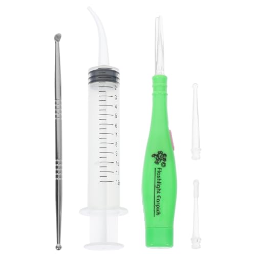 SUPVOX Cuillère D'Oreille Led En Acier Inoxydable Avec D' Ensemble Portable Pour Nettoyage Précis Des Oreilles Avec Étui Transparent