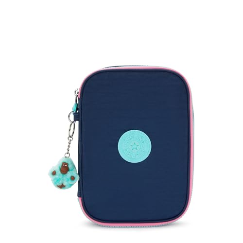 Kipling Bolsa de cosméticos feminina com 100 canetas, Resort azul-marinho, 8.25''L x 6''H x 2''D, Kipling Bolsa de cosméticos feminina com 100 canetas