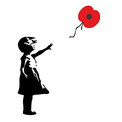 Banksy Sticker statique en PVC pour fenêtre Motif fille et coquelicot Inscription Lest We Forget Cover