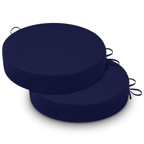 Cozyide Waterproof Outdoor Bistro Chair Cushions with Non-Slip Ties, Thickened Round Outdoor Cushions with Removable Covers, 2 Pack, 15