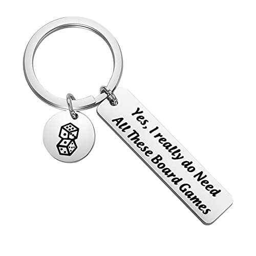 Zuo Bao Board Games Keychain - 'Yes, I really do Need All These Board Games' - Stainless Steel, Hypoallergenic, Modern, Multicolored, Gaming, Unisex-Adults, Kids
