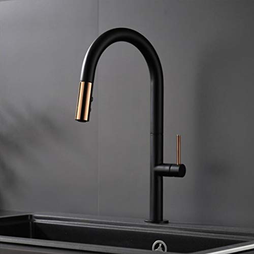 Robinet de cuisine extractible or rose mitigeur evier blanc 360 - 2