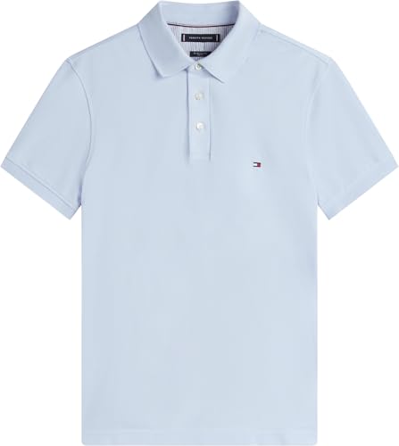 Tommy Hilfiger Herren Poloshirt Kurzarm 1985 Slim Fit, Blau (Sky Blue), L – Ansicht 6